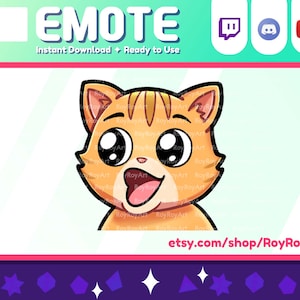 Twitch Emote - Orange Cat POG Poggers Emote / Sub Emoji