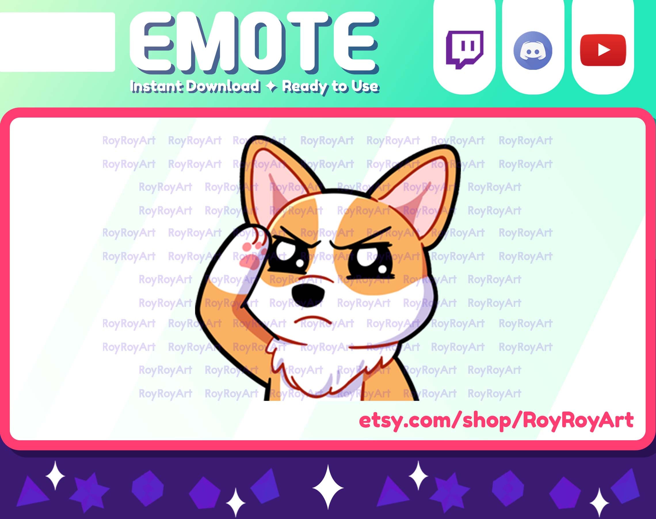 Twitch Emote - Cute Dog Corgi Salute Emote / Sub Emoji