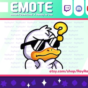 Twitch Emote - Cool Duck Thinking Confused / Sub Emoji Discord