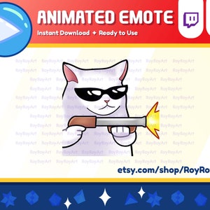 Twitch Emote Animated - Cool Cat Shotgun Emote Animated