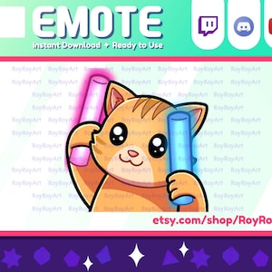 Twitch Emote - Orange Cat Lightstick Emote / Sub Emoji