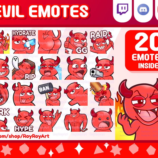 Twitch Emotes - Cute Devil Evil Emotes Mega Pack Halloween / 20 Emotes Inside / Sub Emojis / Pack Emotes