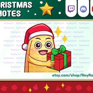Twitch Emote Christmas - Cute Banana Gift Present Gift Emote / Sub Emoji
