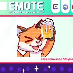 Twitch Emote - Leuke Vos kitsune Bier Proost Sub Emoji