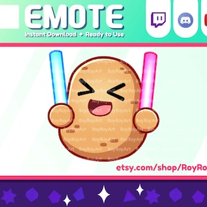 Twitch Emote - Cute Potato Rave Lightsticks Emote / Sub Emoji - Etsy