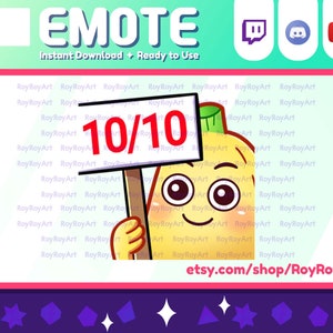 Twitch Emote - Cute Banana holding a Sign 10/10 Emote / Sub Emoji