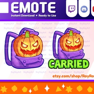 Halloween Twitch Emote - Zucca spaventosa trasportata Sub Emoji