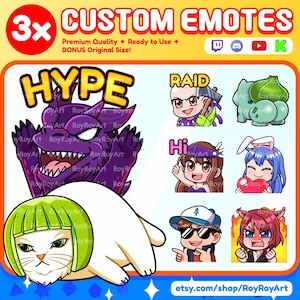 3x Custom Twitch Emotes or Sub badges for Twitch/Discord/Kick/Youtube/Streaming - Cute Chibi Anime - Graphics for Stream - Twitch Emoji