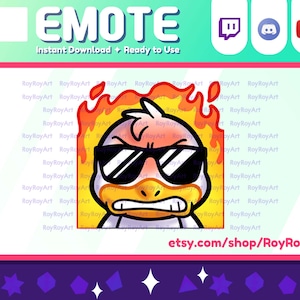Twitch Emote - Cool Duck Angry Rage Fire / Sub Emoji Discord