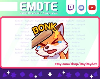 Twitch Emote - Cute Fox kitsune BONK hammer Sub Emoji