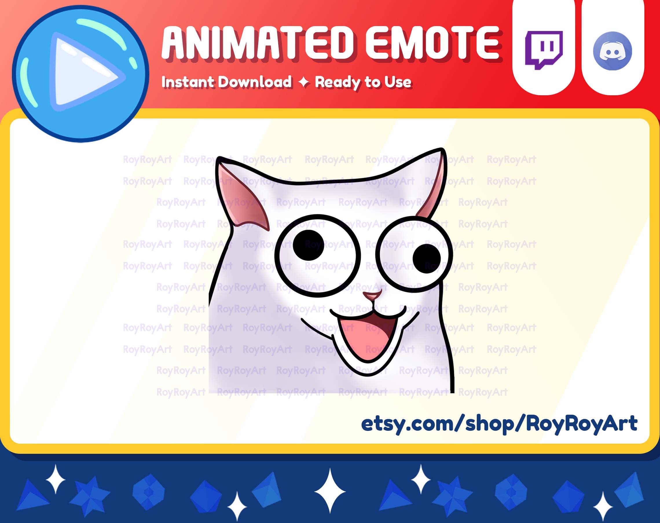 Twitch Emote Animated - Cool Cat Dumb Derp Emotes Animated - Etsy Australia