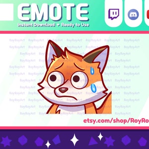 Twitch Emote - Cute Fox kitsune Worried Sub Emoji