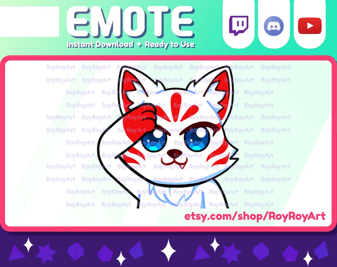 Twitch Emote Kitsune White Fox Salute Sub Emoji Etsy