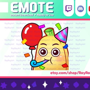 Twitch Emote - Cute Banana Birthday Party Emote / Sub Emoji