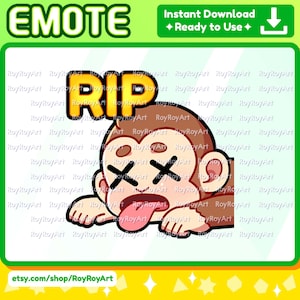 Twitch Emote - Cute Monkey RIP Dead / Sub Emoji Discord