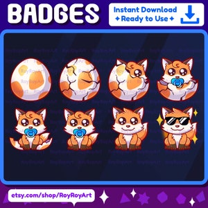 Twitch Sub Badges - Fox Orange from Egg / Badges kick discord YouTube Twitch channel points Bit Badges