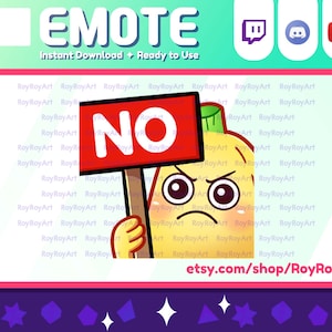 Twitch Emote - Cute Banana NO sign holding a sign Emote / Sub Emoji