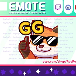 Twitch Emote - Cute Fox kitsune cool GG Sub Emoji