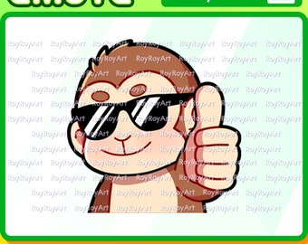 Twitch Emote - Cute Monkey Thumbs up GG / Sub Emoji Discord Kick