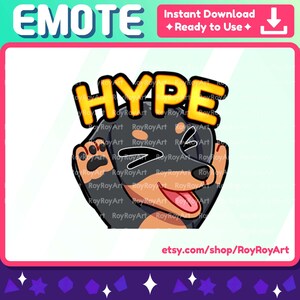 Twitch Emote - Cute Black Dog Dachshund Hype Emote / Sub Emoji