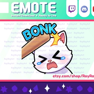 Twitch Emote - White Cat Bonk Emote / Sub Emoji - Etsy