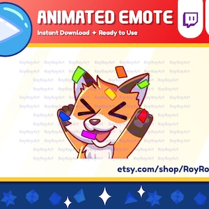 Zucken Emote Animiert - Fuchs Kitsune Hype Confetti Celebrate Emote Animiert