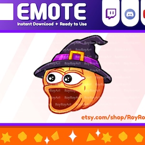 Halloween Twitch Emote - Scary Pumpkin POG Poggers / Sub Emoji