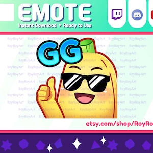 Twitch Emote - Cute Banana GG Emote / Sub Emoji