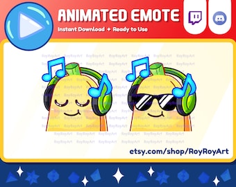 Twitch Emote Animated - Cute Banana Music Jam Party Emoji Gif