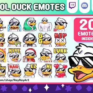 Twitch Emotes - Cool Duck Mega Pack Include 20 Emotes
