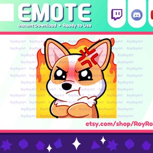 Twitch Emote - Cute Dog Corgi Angry Mad pouting Emote / Sub Emoji