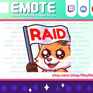 Twitch Emote - Cute Fox kitsune RAID Sub Emoji