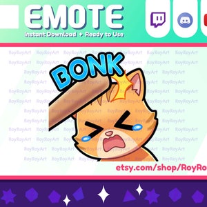 Twitch Emote - Orange Cat Bonk Emote / Sub Emoji