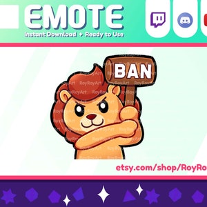 Twitch Emote - Cute Lion Hammer Ban Emote / Sub Emoji
