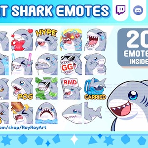 Twitch Emotes - Fat Shark Mega Pack / 22 Emotes Inside / Sub Emojis / Pack Emotes