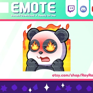 Twitch Emote - Lindo Panda Angry Rage Fire Emote / Sub Emoji