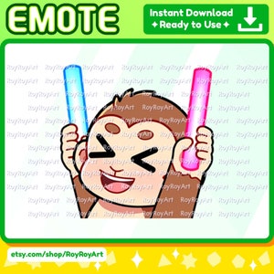 Twitch Emote - Cute Monkey Lightsticks Rave / Sub Emoji Discord Kick