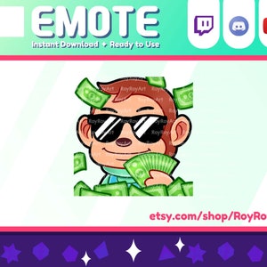 Twitch Emote - Monkey Emote Money Dollar / Sub Emoji