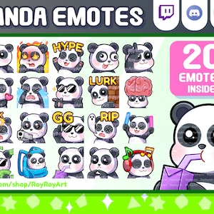 Twitch Emotes - Lindo Cool Panda Mega Pack Incluye 20 Emoticonos