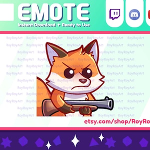 Twitch Emote - Cute Fox kitsune Shotgun Sub Emoji