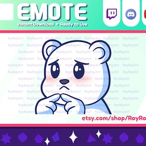 Twitch Emote - Polar Bear Shy / Sub Emoji