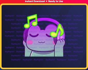 Twitch Emote Animated - Cute Frog Music Jam Party Vibing Emote Animated