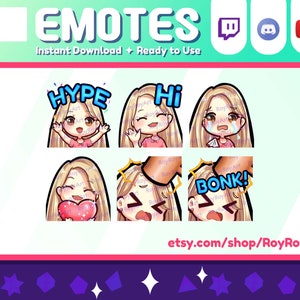 Twitch Emotes - Cute Chibi Girl Blonde Pack