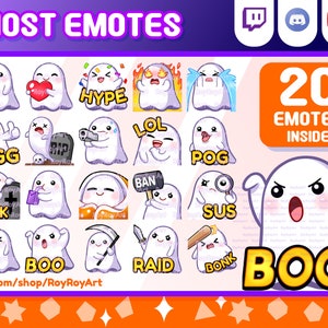 Twitch Emotes - Kawaii Ghost Emotes Mega Pack Halloween / 20 Emotes Inside / Sub Emojis / Pack Emotes