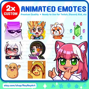 2x Custom Animated Emotes for Twitch/Discord/Kick/Youtube/Streaming - Graphics for Stream - Animated Emote Custom Commission Gif