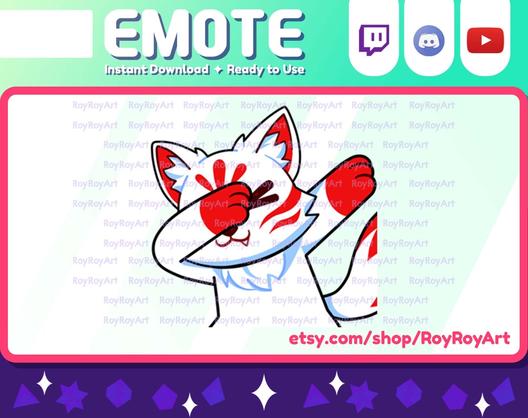 Twitch Emote Kitsune White Fox Dab Sub Emoji Etsy