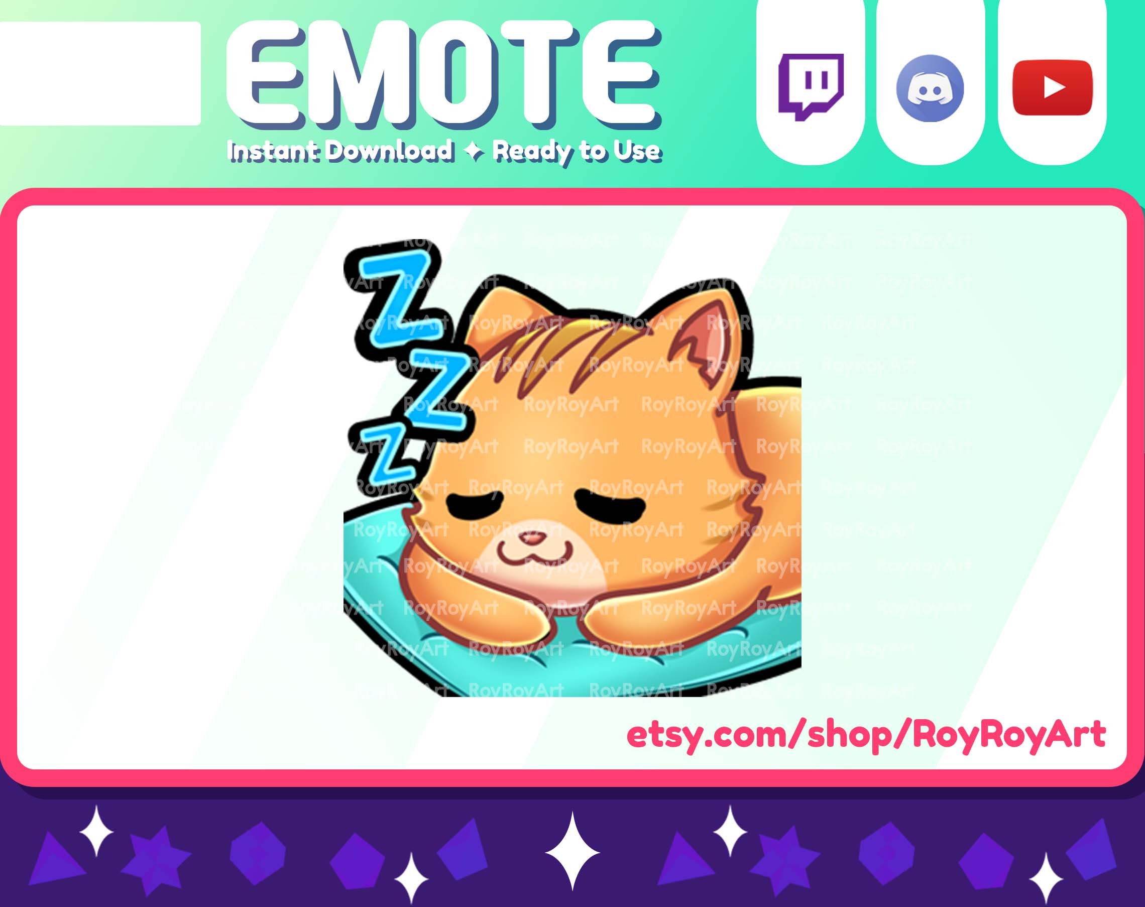 Twitch Emote Orange Cat Sleeping Emote / Sub Emoji Etsy Australia