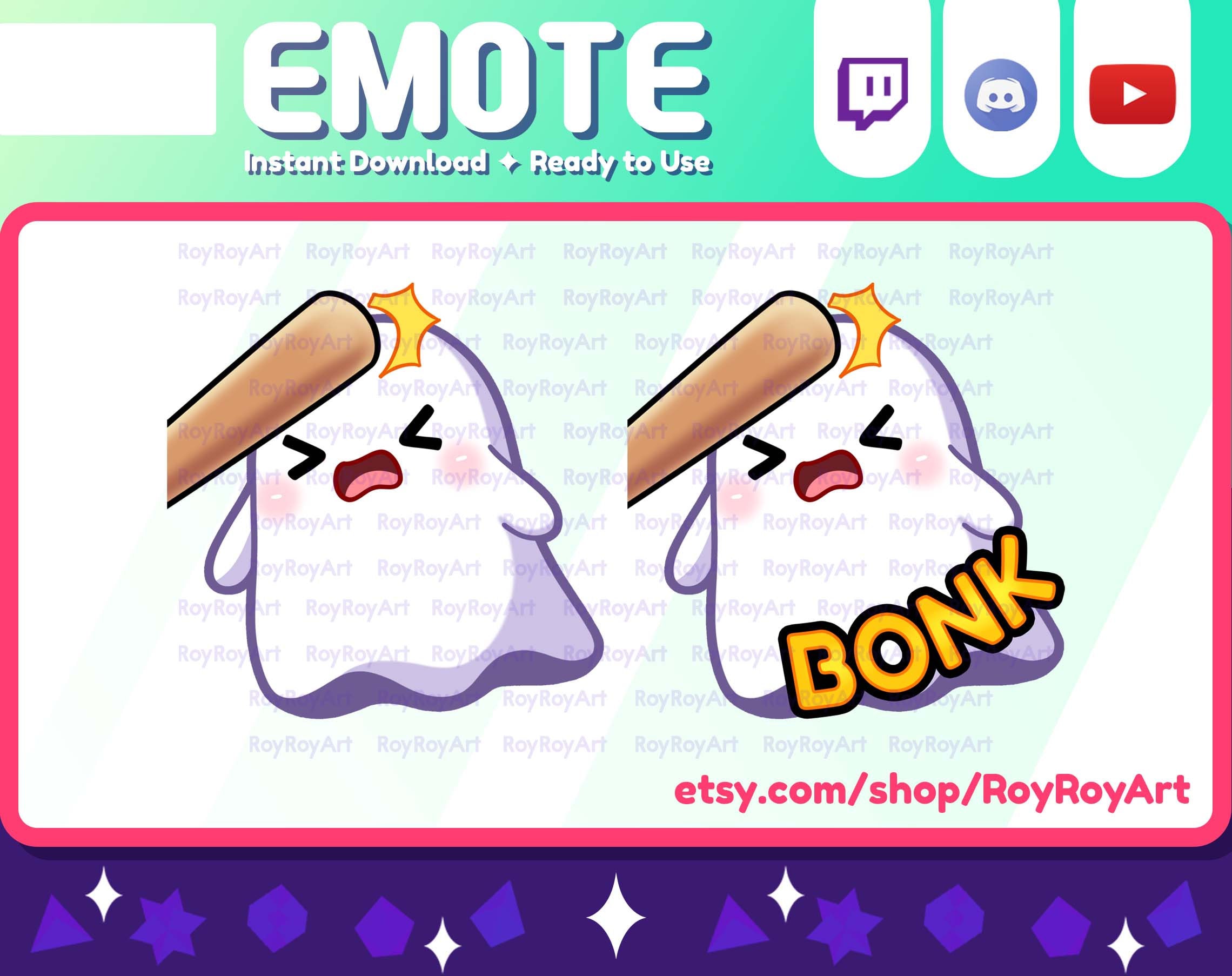Twitch Emote - Kawaii Ghost Bonk Emote / Sub Emoji - Etsy