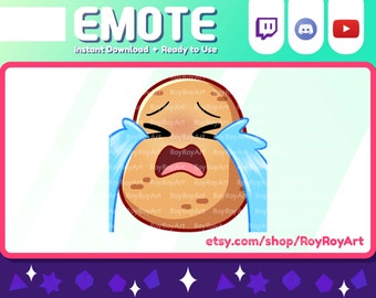 Twitch Emote - Cute Potato Crying Emote / Sub Emoji