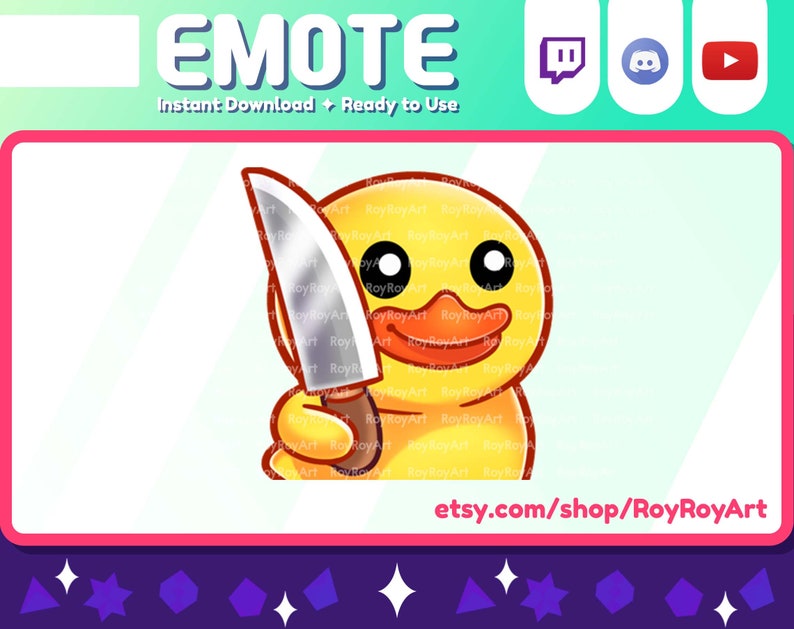 Twitch Emote Cute Yellow Duck Emote Knife / Stream Sub Emoji Etsy